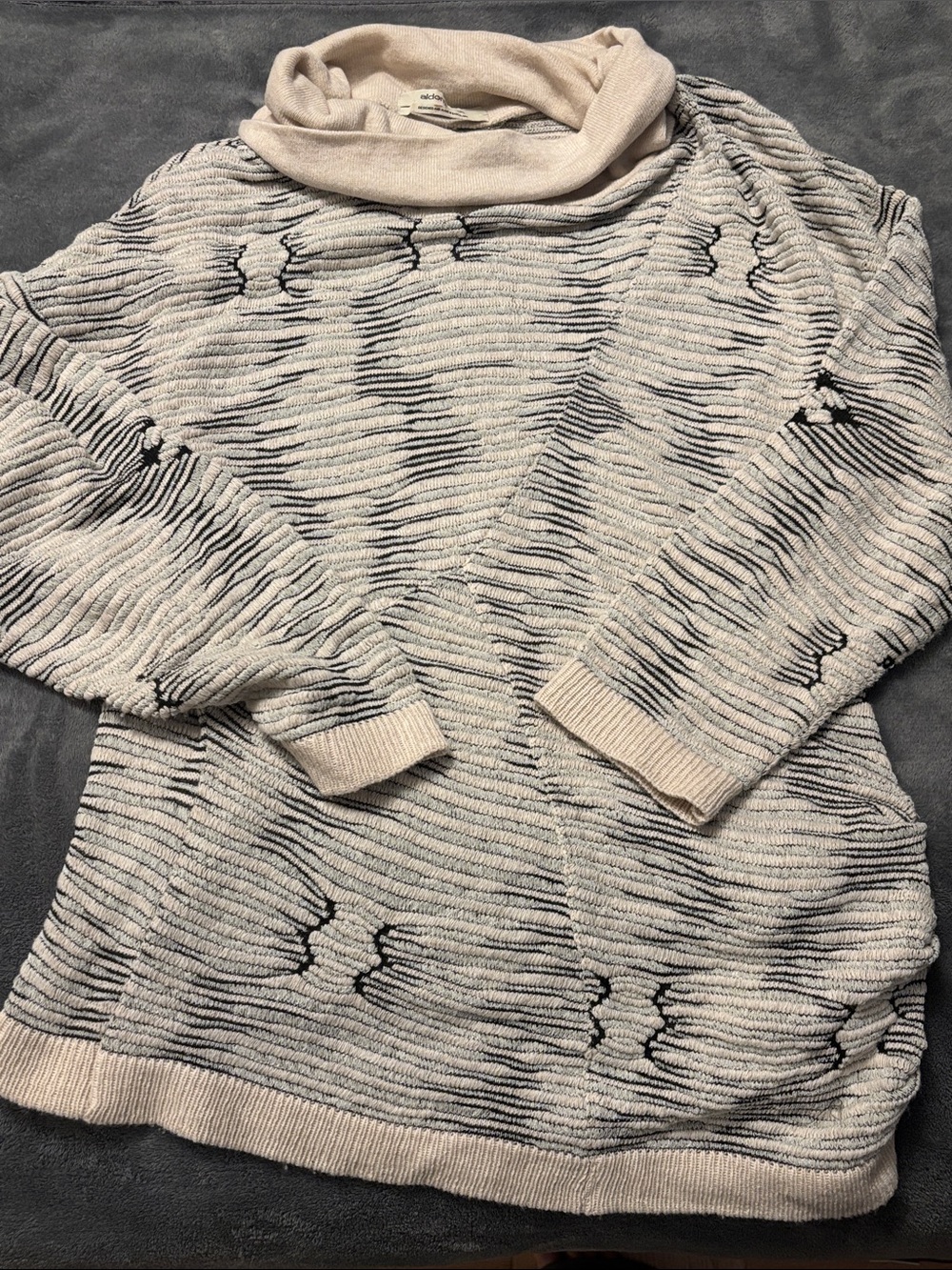 Aldo Martins Cream and Black Textured Cowl Neck Sweater
